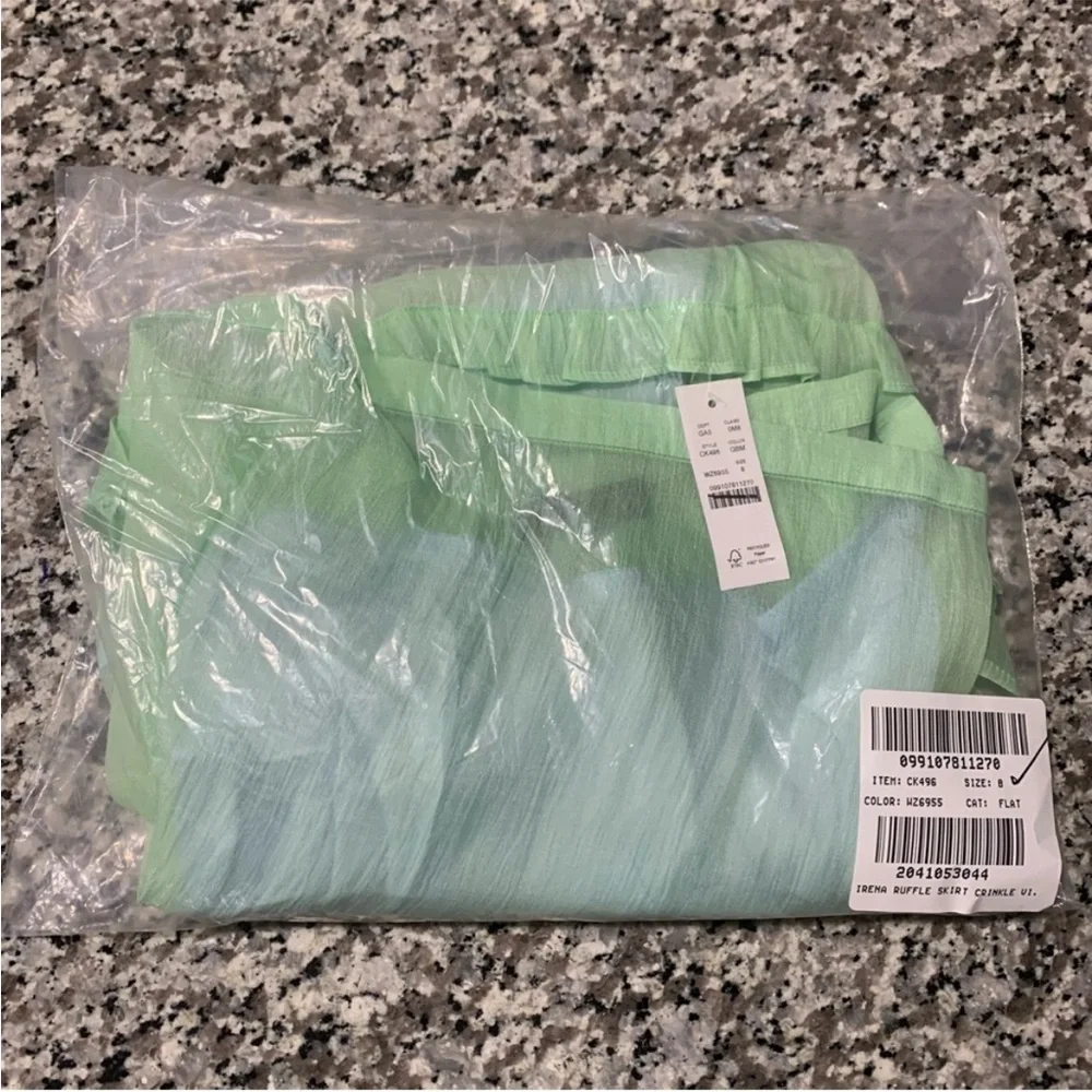 J Crew Skirt 8 Sheer Crinkled Ruffle-Trim Slip Green - Picture 7 of 12